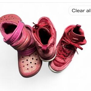 CROCS and SNEAKER BUNDLE!Kids Sparkly Pink Sneakers and Clogs